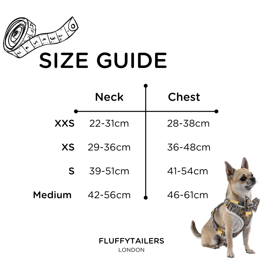 Luxury Occasion Collection- Dog Harness, Collar, Bow, Leash and Poop Bag Holder by Fluffy Tailers