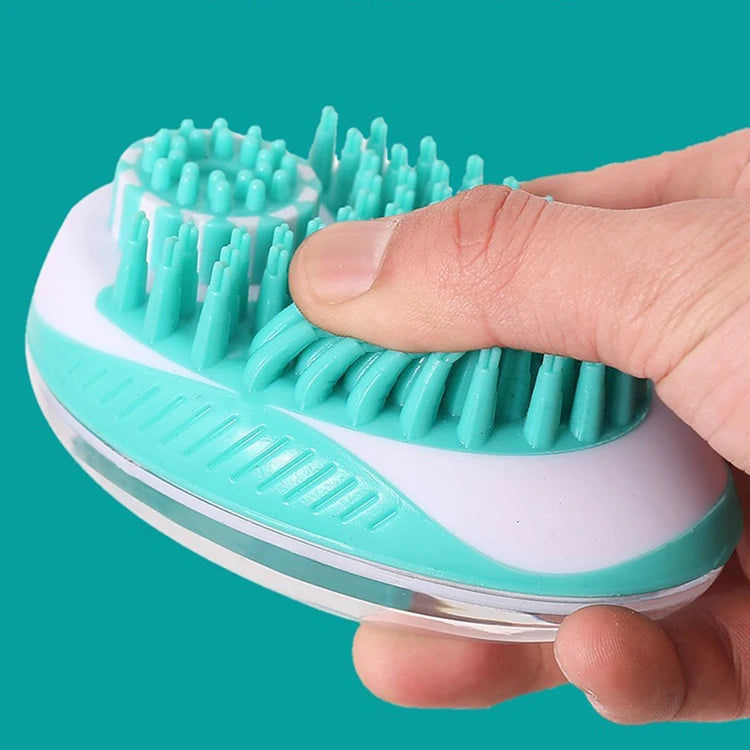 2-in-1 Pet Bath Brush | Silicone Dog & Cat Shampoo Massage Grooming Tool
