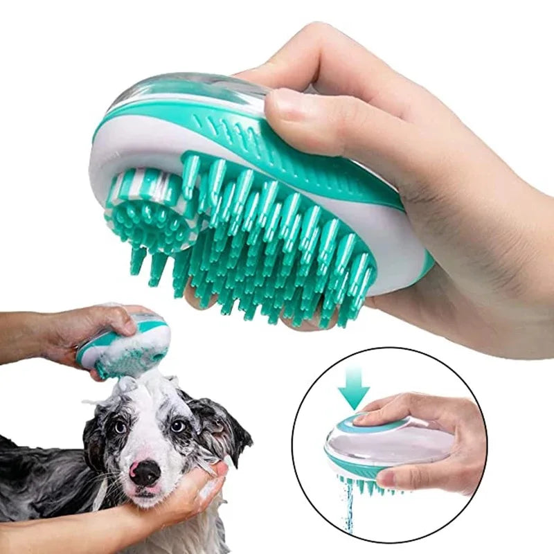 2-in-1 Pet Bath Brush | Silicone Dog & Cat Shampoo Massage Grooming Tool