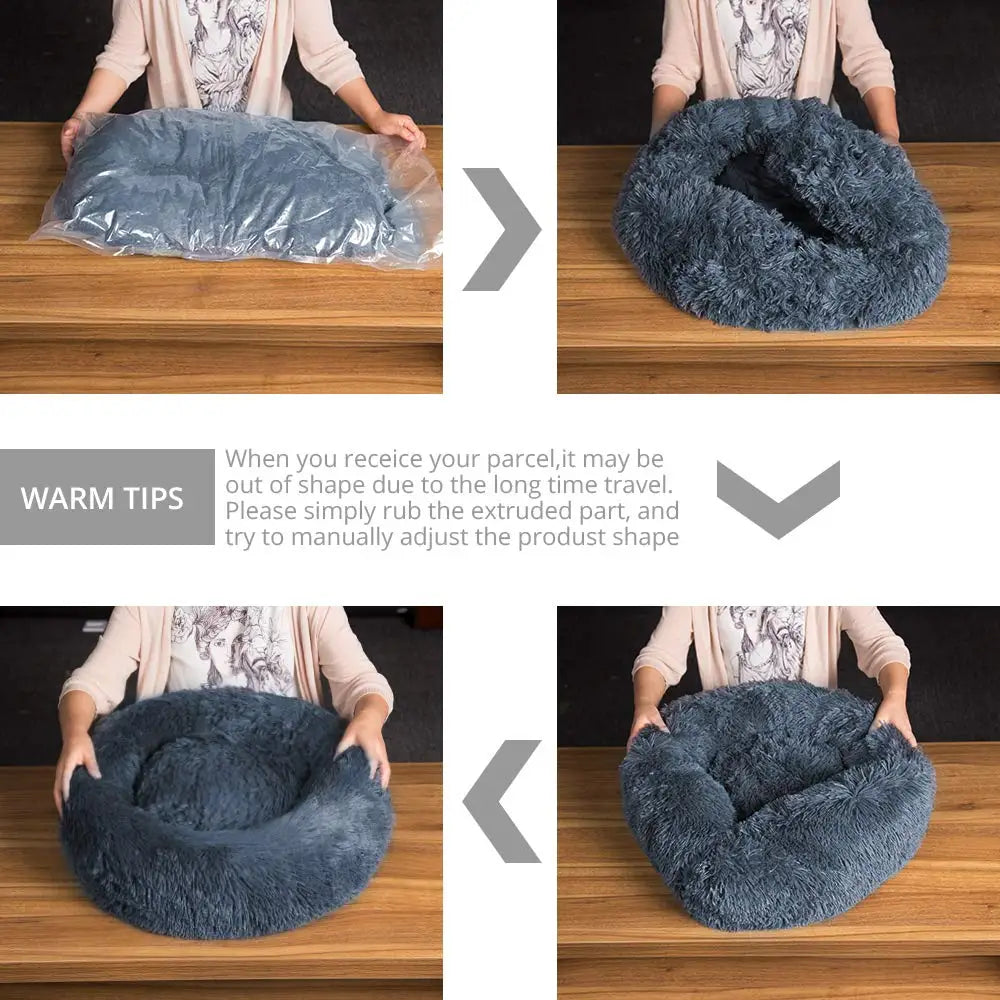 Calming Donut Dog Bed | Super Soft Plush Pet Bed for Small, Medium & Large Dogs