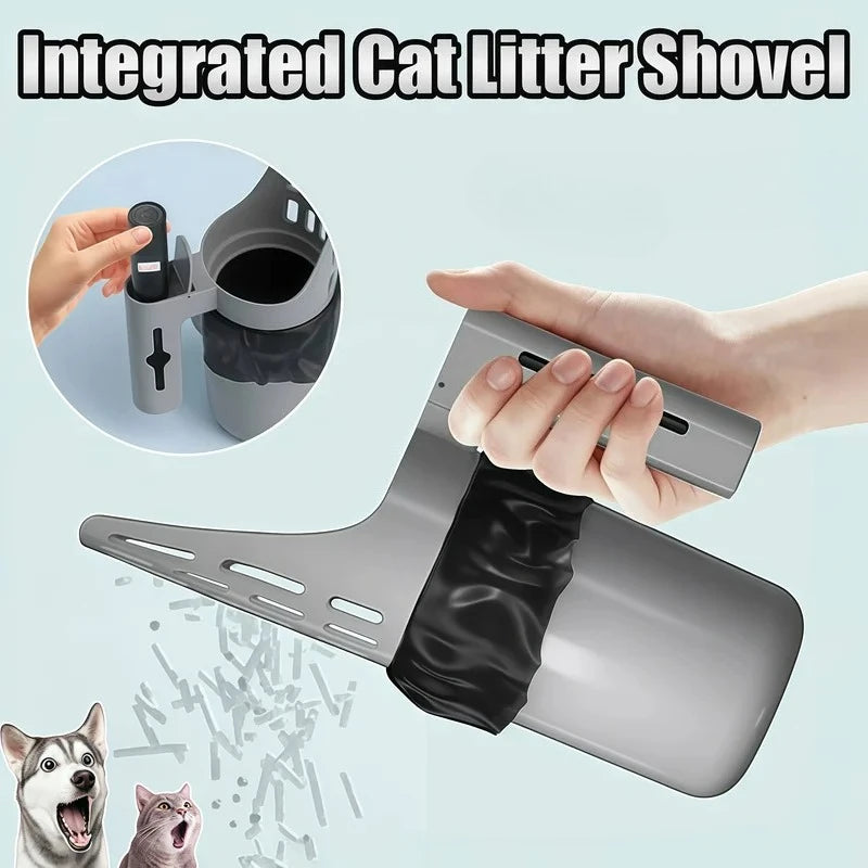 Self Cleaning Cat Litter Scoop with Refill Bags – Easy Clean Pet Waste Picker Tool for Litter Boxes