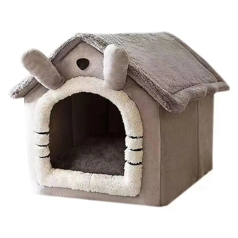 All Season Dog House Bed | Removable Washable Warm Pet House for Small Dogs & Cats