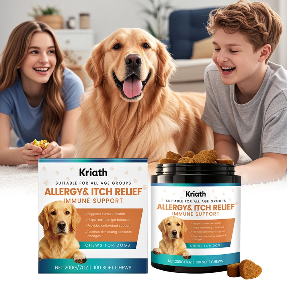Dog Skin & Coat Support Chews | Allergy Care & Immune Wellness Supplement (200g)