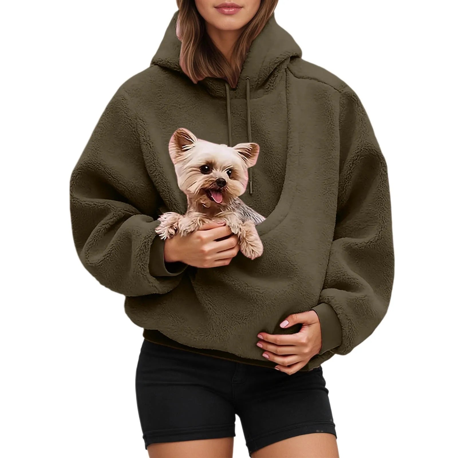 Pet Carrier Hoodie | Unisex Dog & Cat Hoodie with Front Pocket Sweatshirt