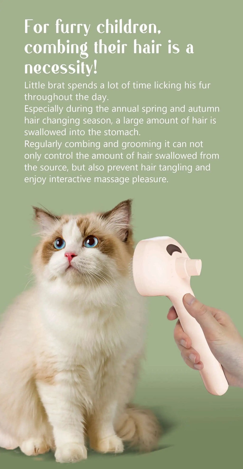 Steam Pet Grooming Brush | 2-in-1 Hair Removal & Massage Comb for Dogs & Cats