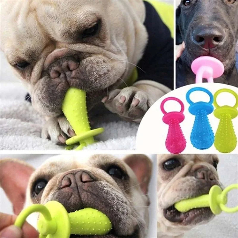 Dog Chew Pacifier Toy | Interactive Rubber Dental Cleaning Toy for Puppies & Dogs