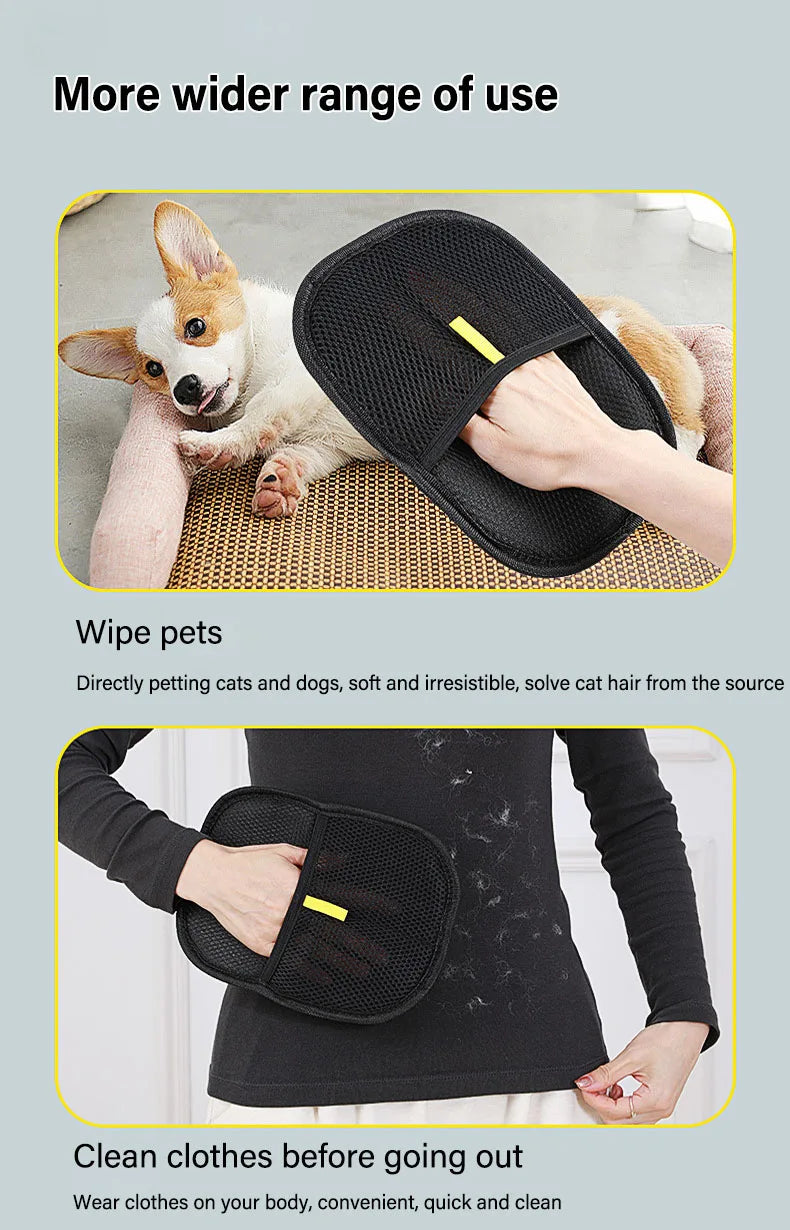 Reusable Pet Hair Removal Gloves | Double-Sided Dog & Cat Fur Remover