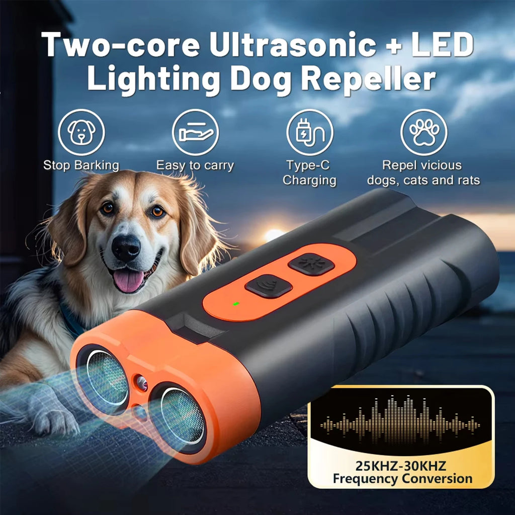 3-in-1 Ultrasonic Dog Repeller & Anti-Barking Trainer – Portable Handheld Pet Behaviour Control Device