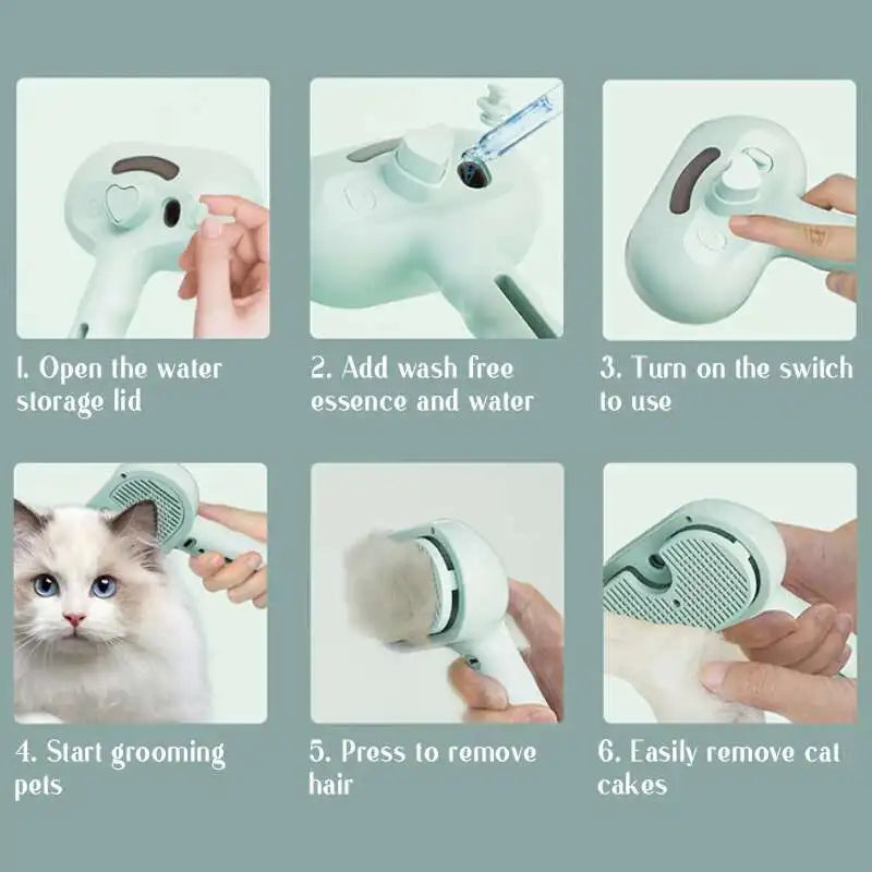 Steam Pet Grooming Brush | 2-in-1 Hair Removal & Massage Comb for Dogs & Cats