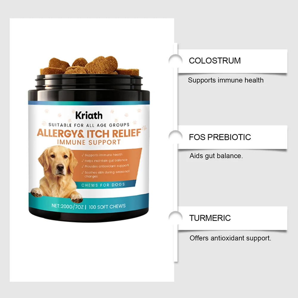 Dog Skin & Coat Support Chews | Allergy Care & Immune Wellness Supplement (200g)