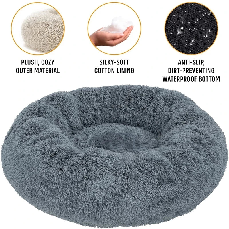 Calming Donut Dog Bed | Super Soft Plush Pet Bed for Small, Medium & Large Dogs