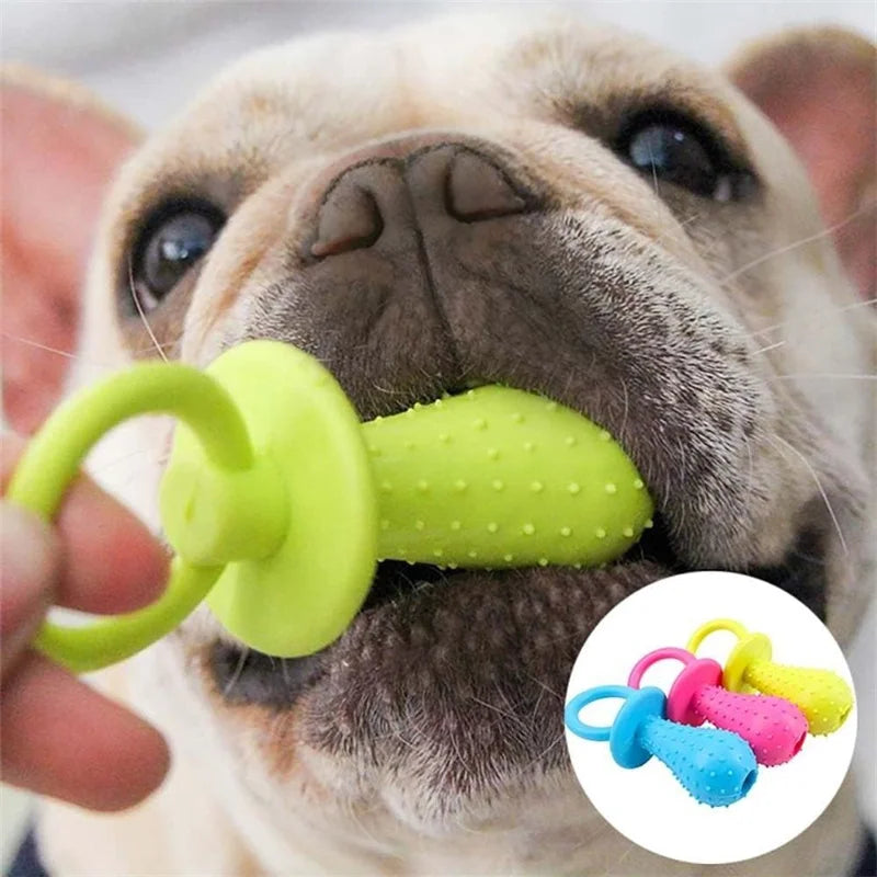 Dog Chew Pacifier Toy | Interactive Rubber Dental Cleaning Toy for Puppies & Dogs