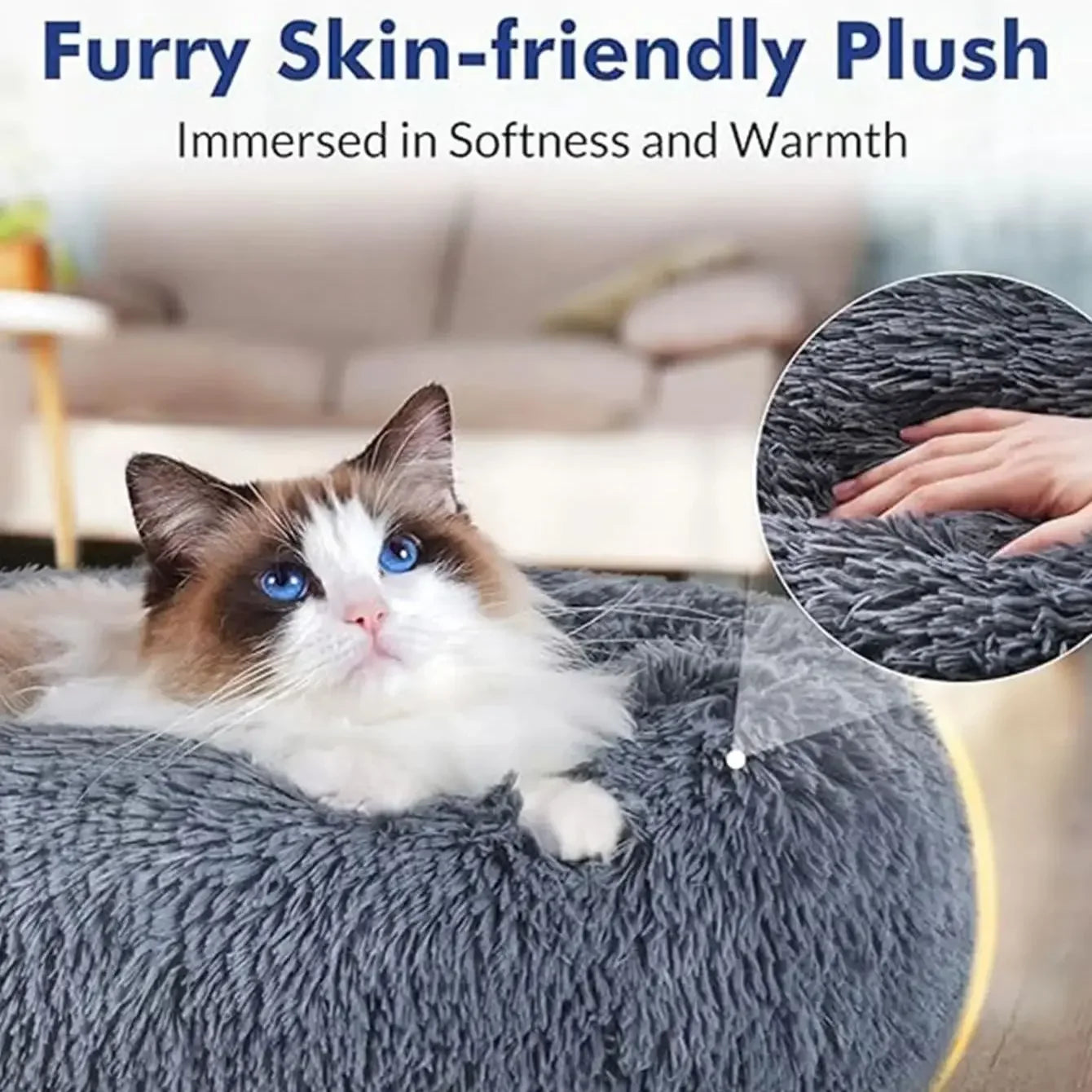 Calming Donut Dog Bed | Super Soft Plush Pet Bed for Small, Medium & Large Dogs