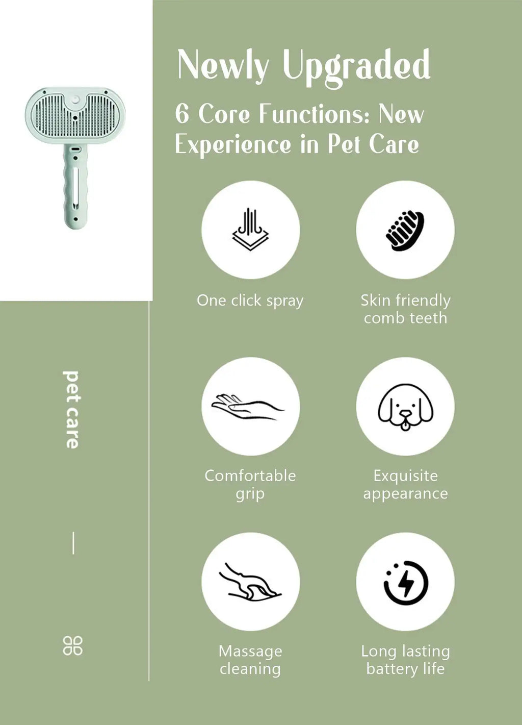 Steam Pet Grooming Brush | 2-in-1 Hair Removal & Massage Comb for Dogs & Cats
