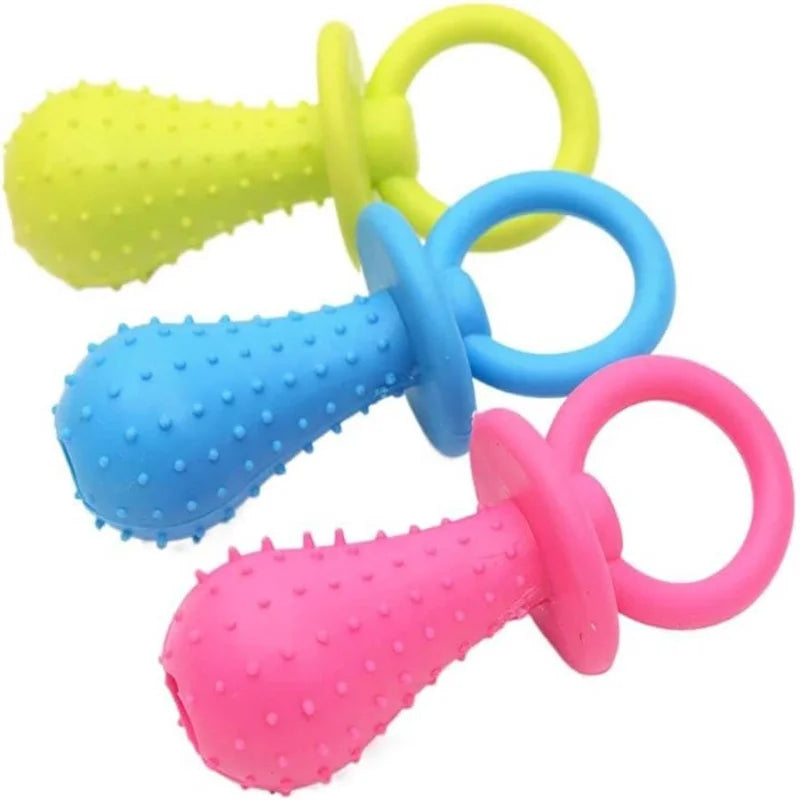 Dog Chew Pacifier Toy | Interactive Rubber Dental Cleaning Toy for Puppies & Dogs