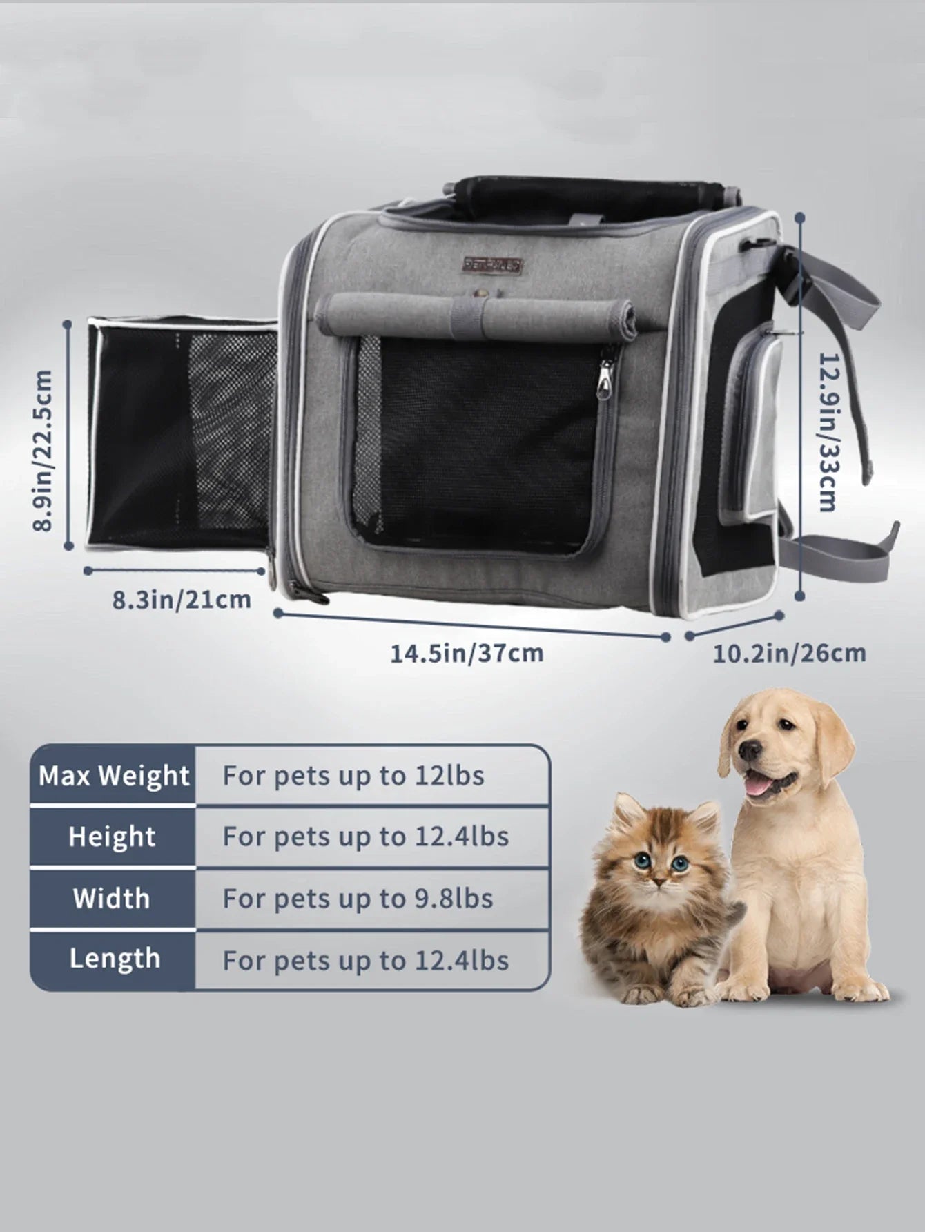 Expandable Pet Bike Carrier Backpack | Soft Dog & Cat Travel Basket with 4 Doors