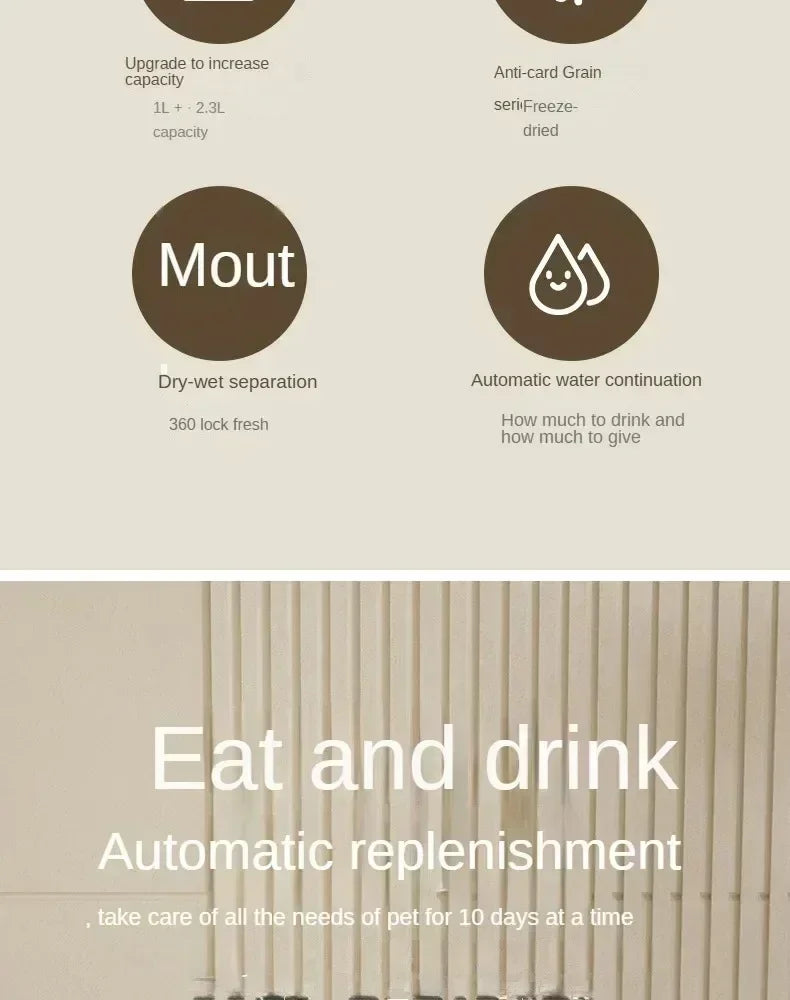 Automatic Pet Feeder & Water Fountain | Large Capacity Dog & Cat Food Dispenser