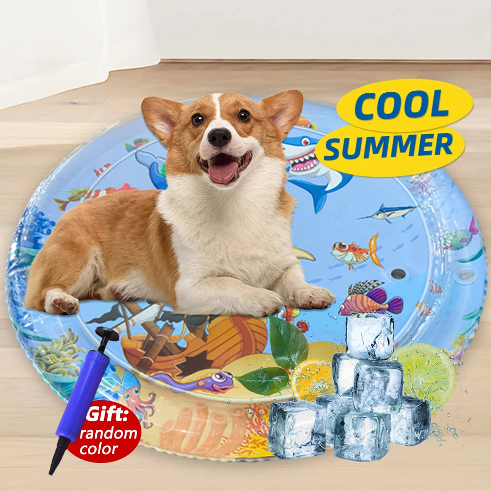 Cooling Pet Water Mat | Inflatable Sensory Splash Pad for Dogs & Cats