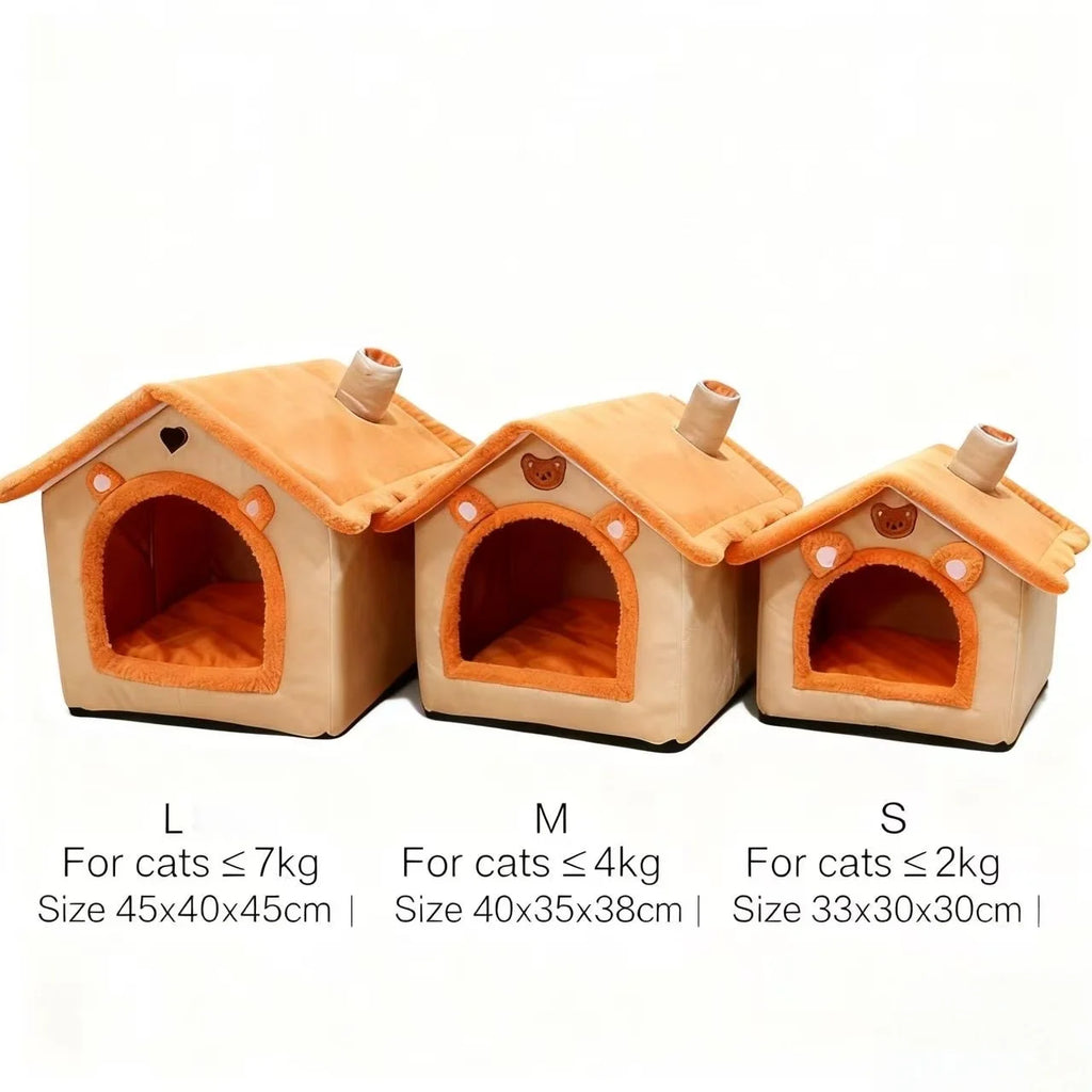 All Season Dog House Bed | Removable Washable Warm Pet House for Small Dogs & Cats