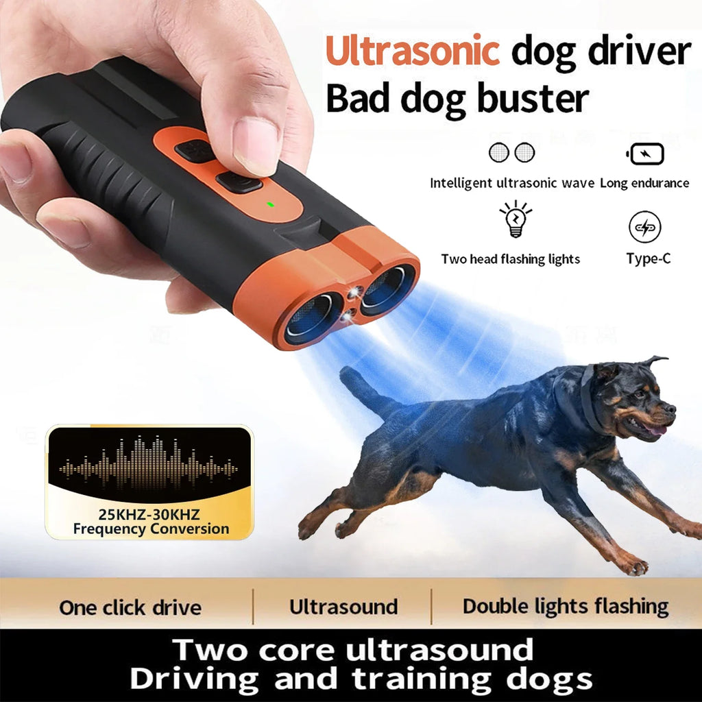 3-in-1 Ultrasonic Dog Repeller & Anti-Barking Trainer – Portable Handheld Pet Behaviour Control Device