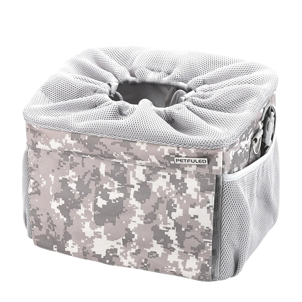 Expandable Pet Bike Carrier Backpack | Soft Dog & Cat Travel Basket with 4 Doors