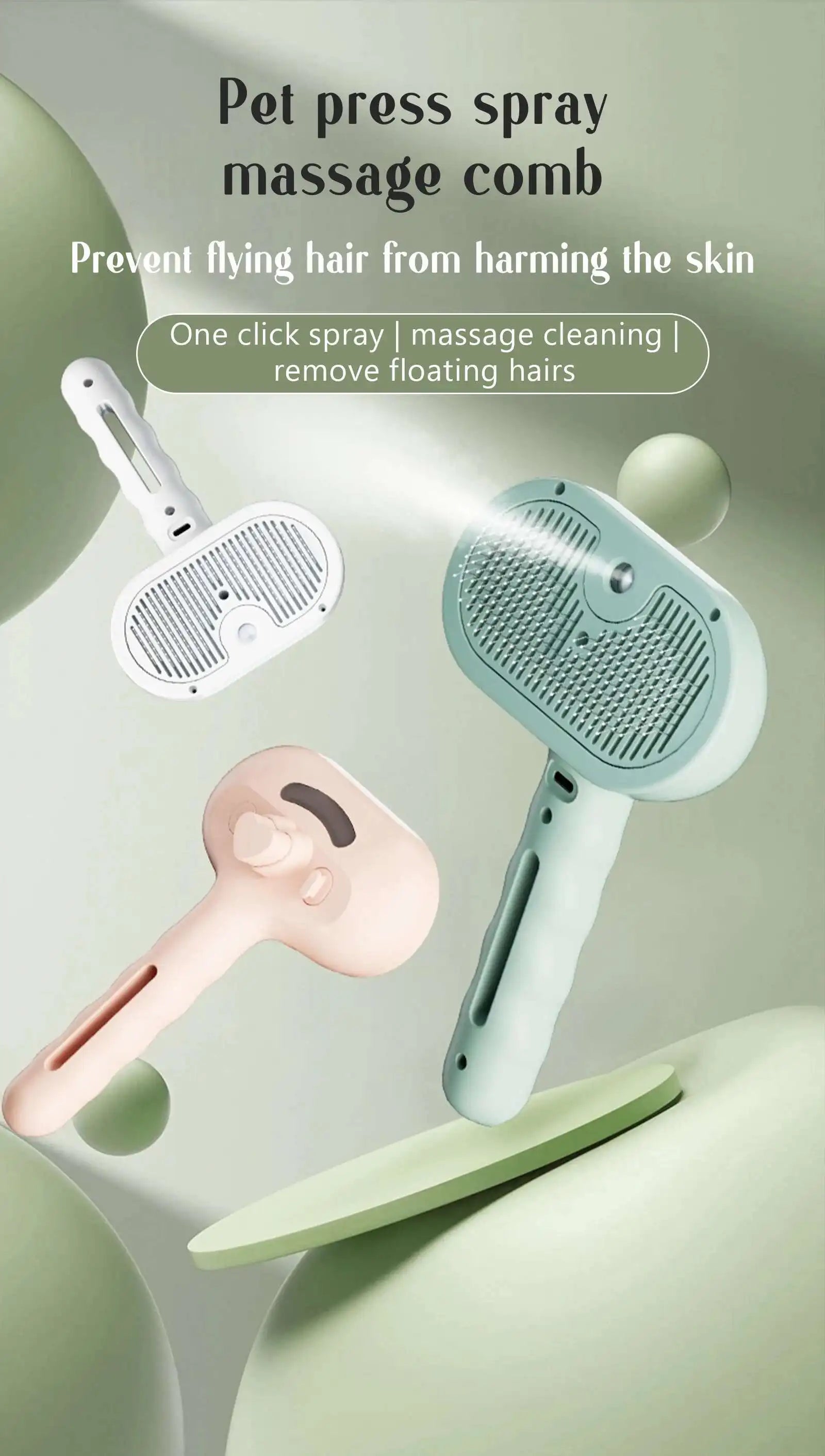 Steam Pet Grooming Brush | 2-in-1 Hair Removal & Massage Comb for Dogs & Cats