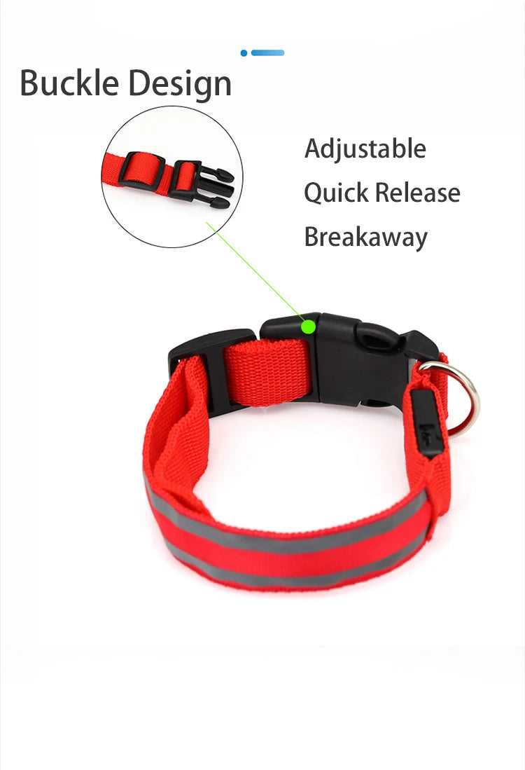 LED Dog Collar | Rechargeable Glow in the Dark Pet Safety Light Collar
