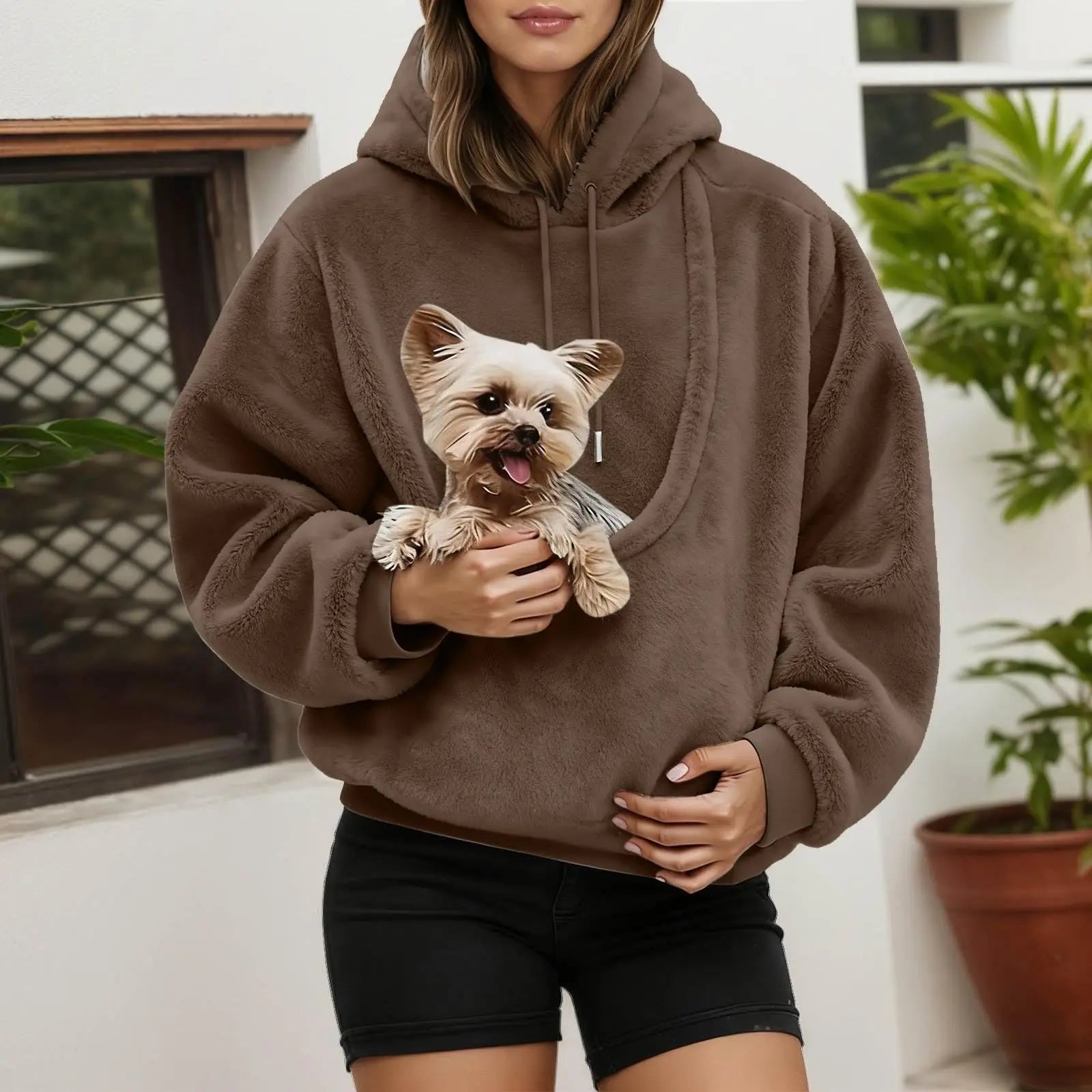 Pet Carrier Hoodie | Unisex Dog & Cat Hoodie with Front Pocket Sweatshirt