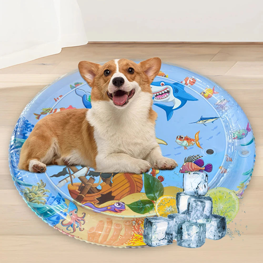 Cooling Pet Water Mat | Inflatable Sensory Splash Pad for Dogs & Cats