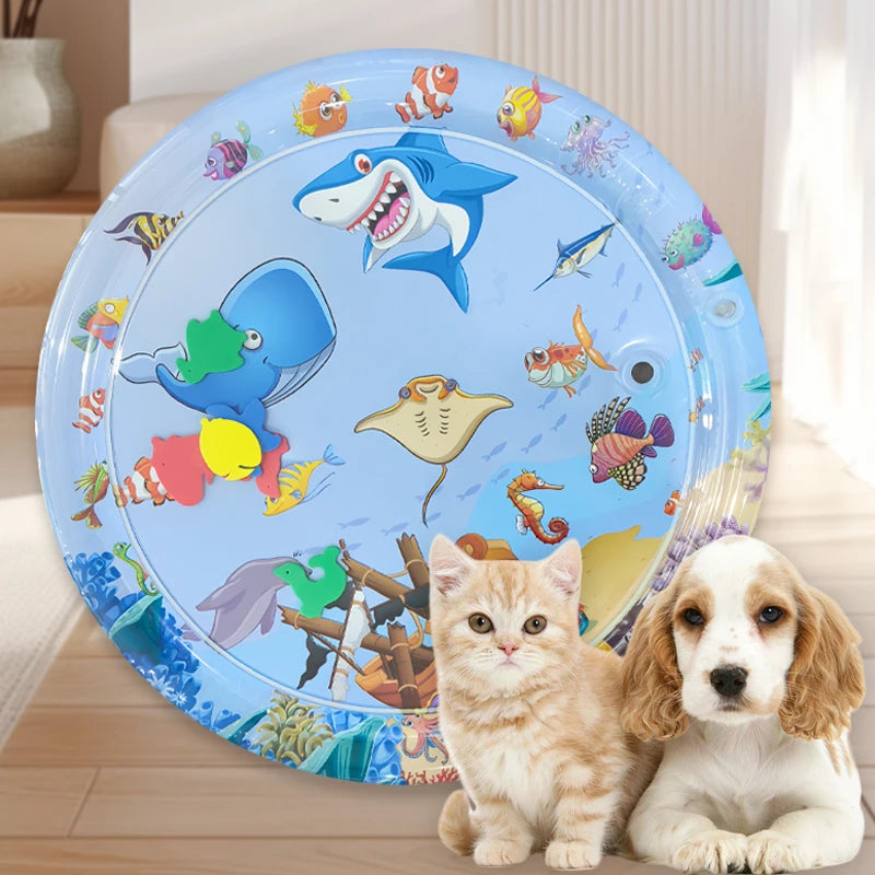Cooling Pet Water Mat | Inflatable Sensory Splash Pad for Dogs & Cats