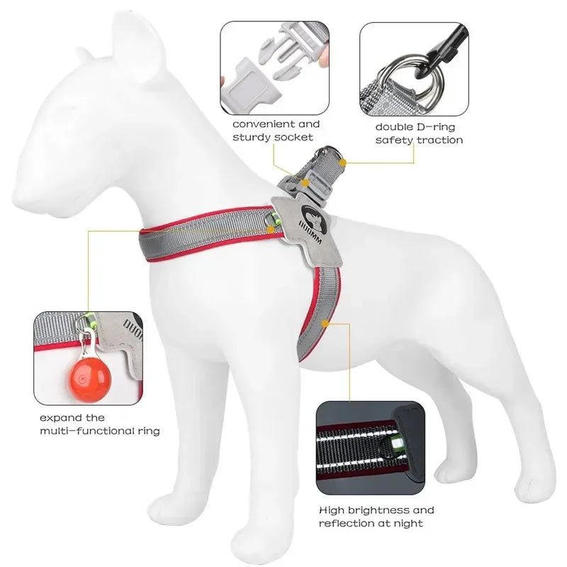 No Pull Dog Harness – Breathable Reflective Soft Vest Harness with Handle for Small & Medium Dogs