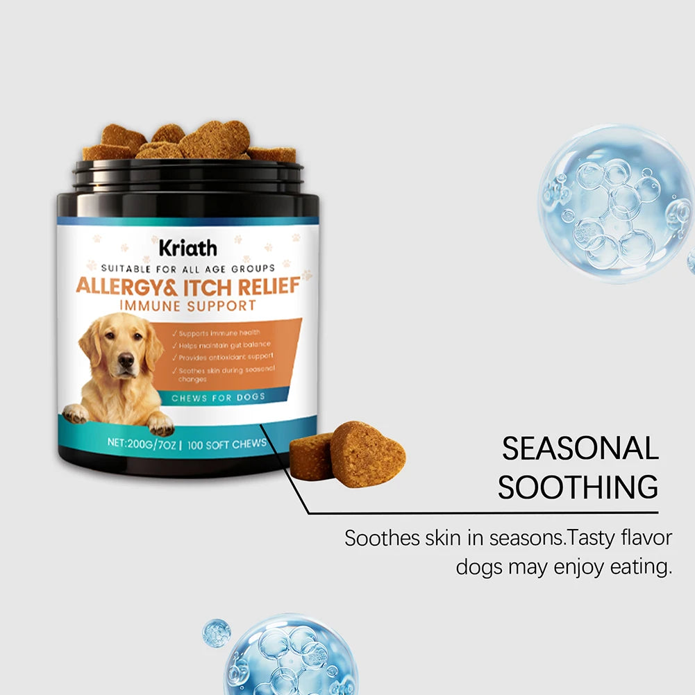 Dog Skin & Coat Support Chews | Allergy Care & Immune Wellness Supplement (200g)