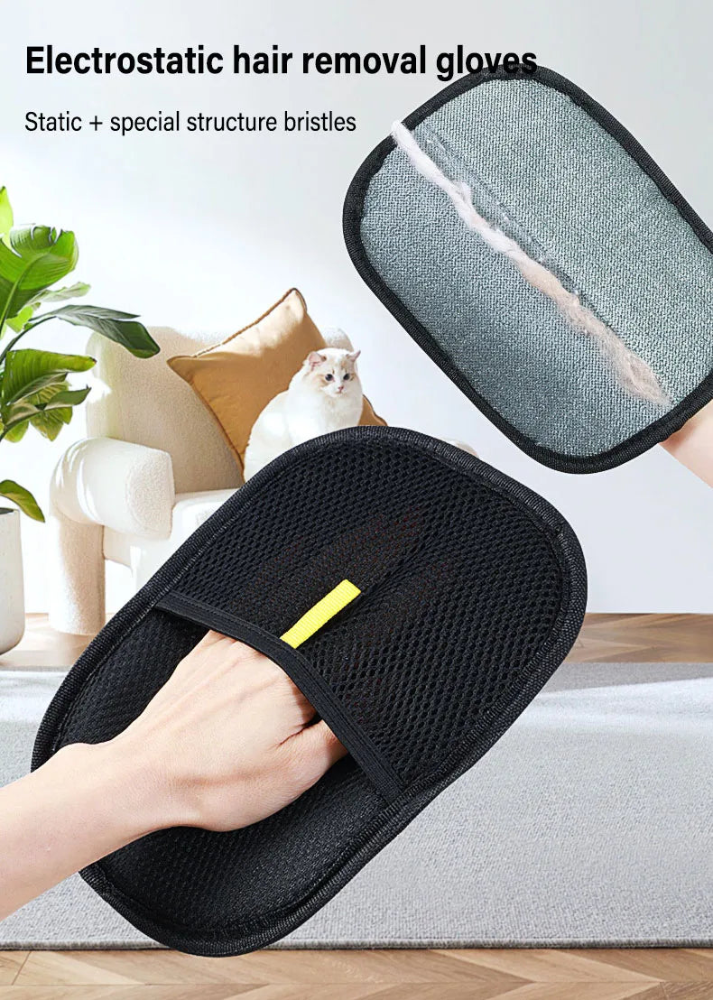 Reusable Pet Hair Removal Gloves | Double-Sided Dog & Cat Fur Remover