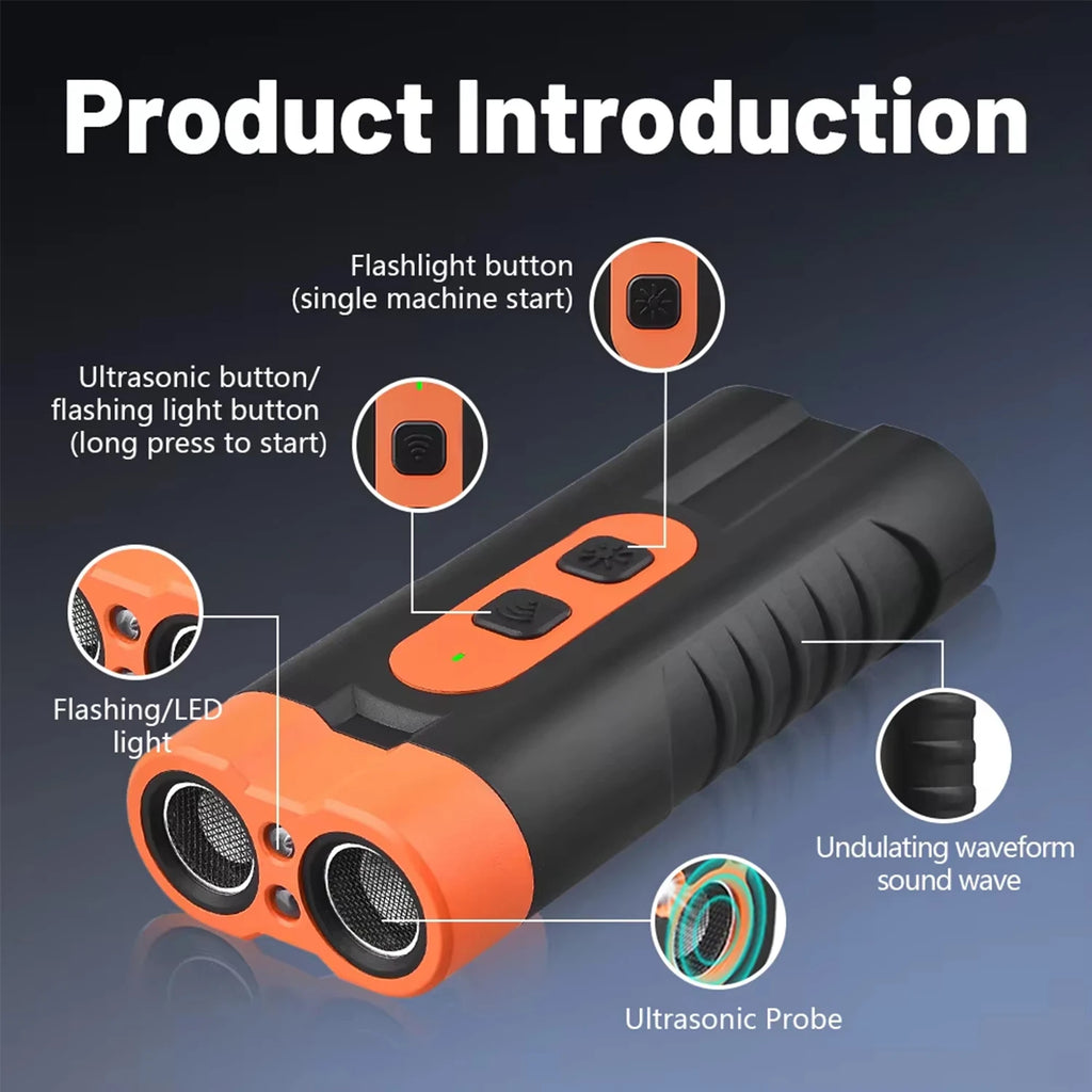 3-in-1 Ultrasonic Dog Repeller & Anti-Barking Trainer – Portable Handheld Pet Behaviour Control Device