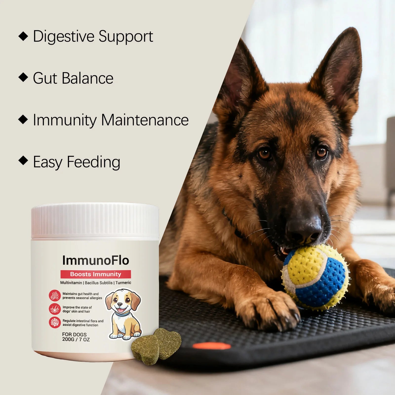 Dog Multivitamin Chews | Daily Immunity & Coat Support Supplement with Turmeric