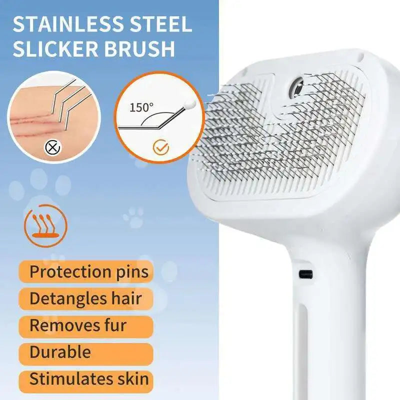 Steam Pet Grooming Brush | 2-in-1 Hair Removal & Massage Comb for Dogs & Cats
