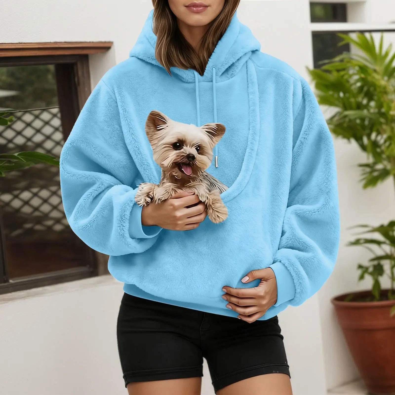 Pet Carrier Hoodie | Unisex Dog & Cat Hoodie with Front Pocket Sweatshirt