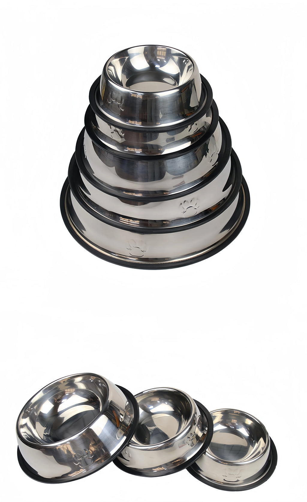 Stainless Steel Pet Bowl | Durable Dog & Cat Feeding & Water Bowl (6 Sizes)