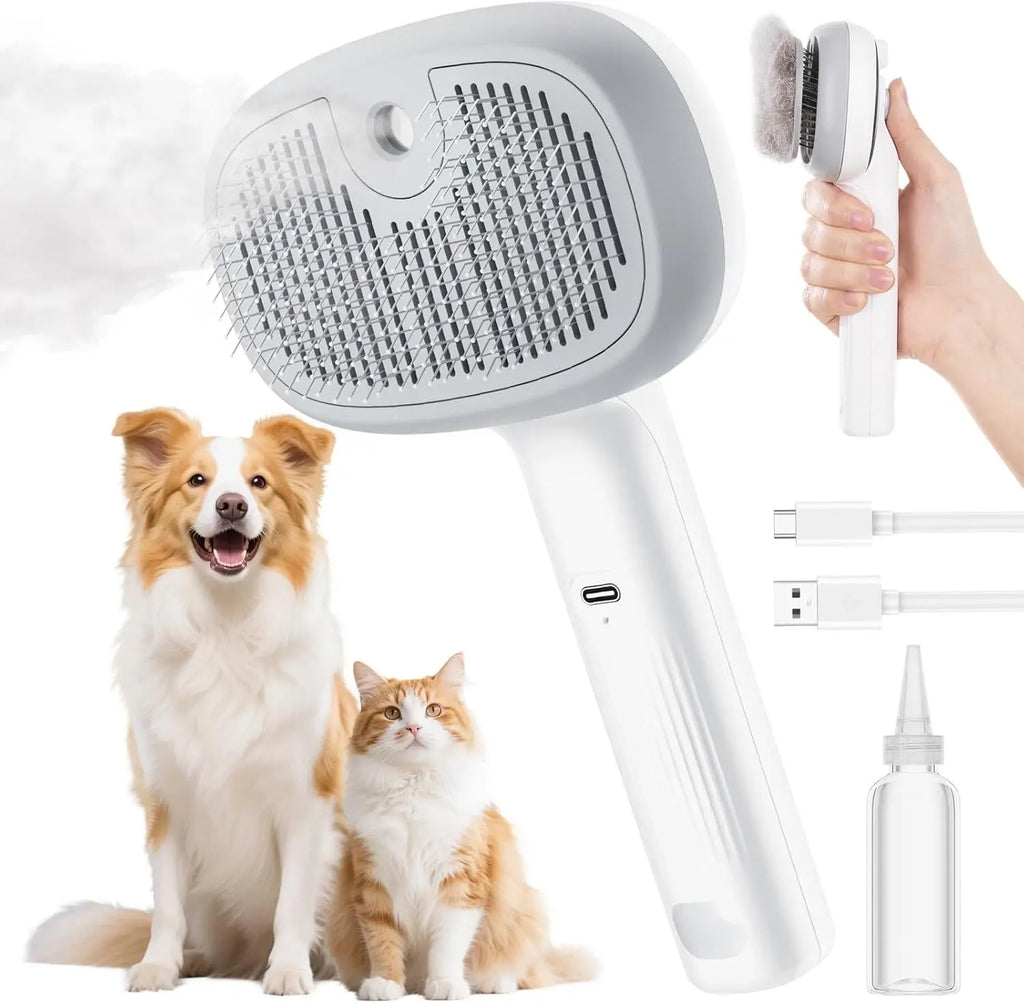 Steam Pet Grooming Brush | 2-in-1 Hair Removal & Massage Comb for Dogs & Cats