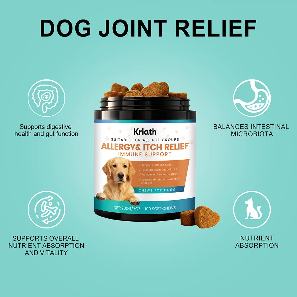 Dog Skin & Coat Support Chews | Allergy Care & Immune Wellness Supplement (200g)
