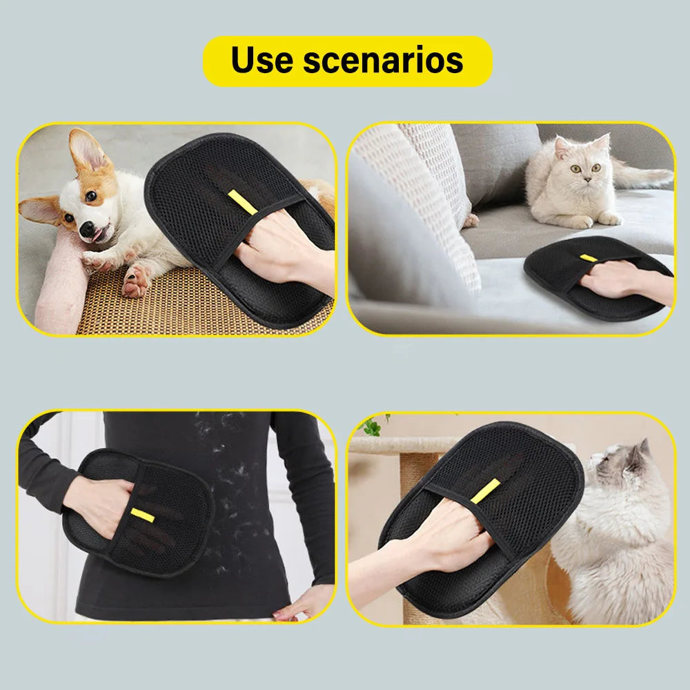 Reusable Pet Hair Removal Gloves | Double-Sided Dog & Cat Fur Remover