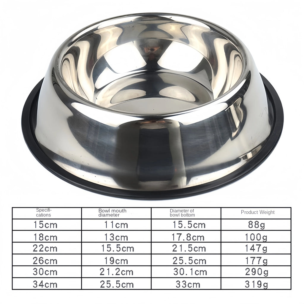 Stainless Steel Pet Bowl | Durable Dog & Cat Feeding & Water Bowl (6 Sizes)