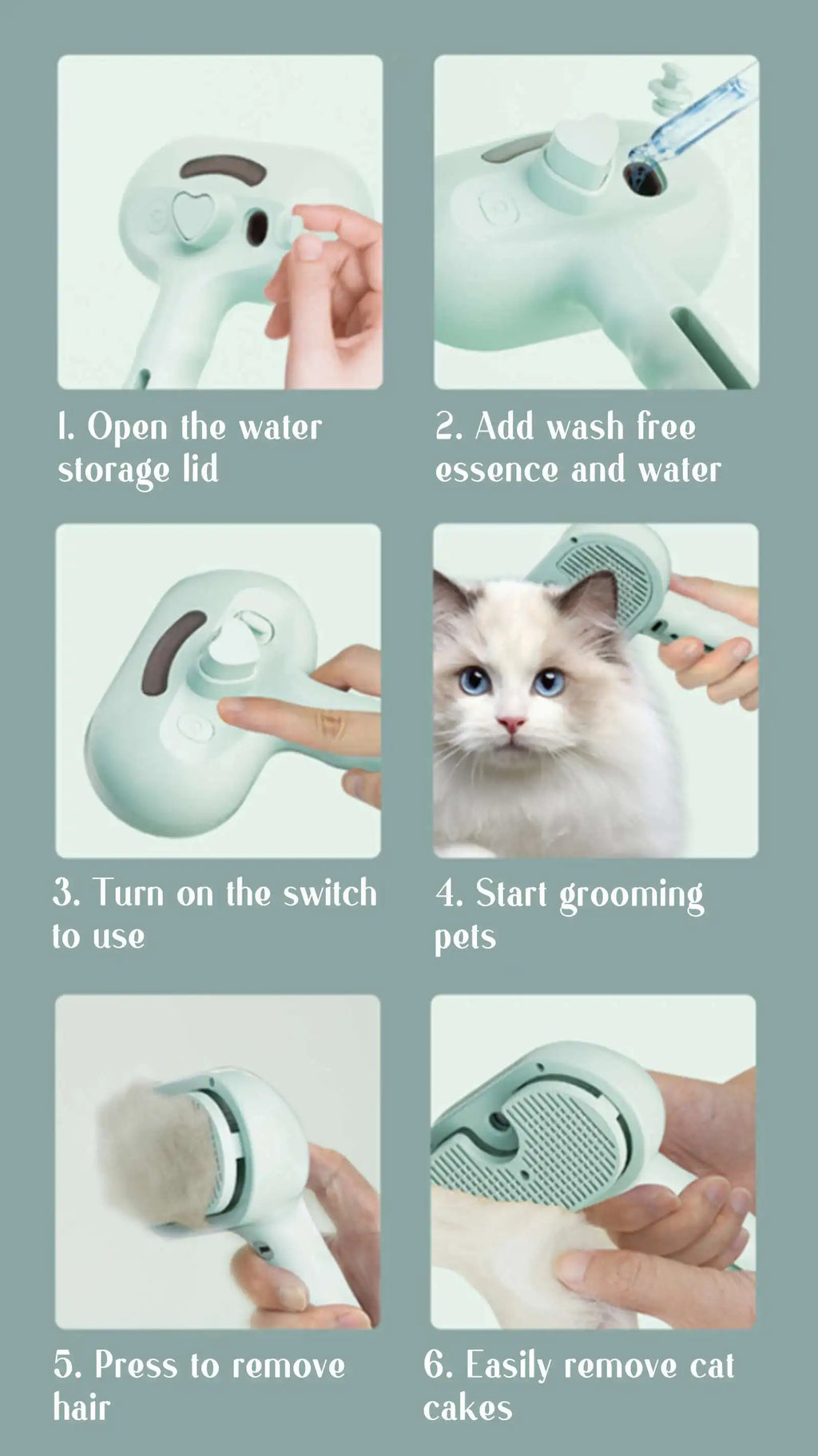 Steam Pet Grooming Brush | 2-in-1 Hair Removal & Massage Comb for Dogs & Cats