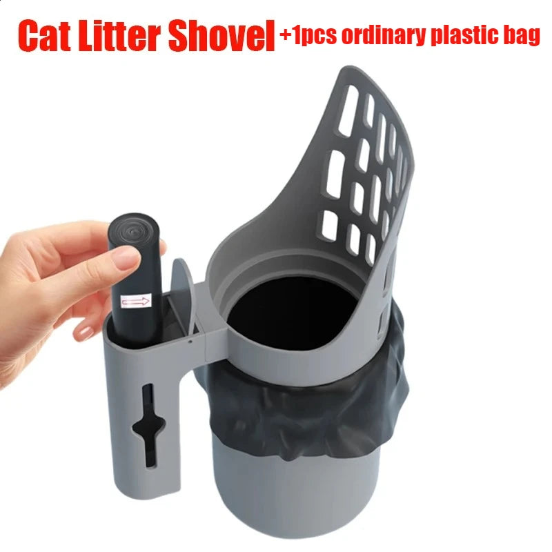 Self Cleaning Cat Litter Scoop with Refill Bags – Easy Clean Pet Waste Picker Tool for Litter Boxes