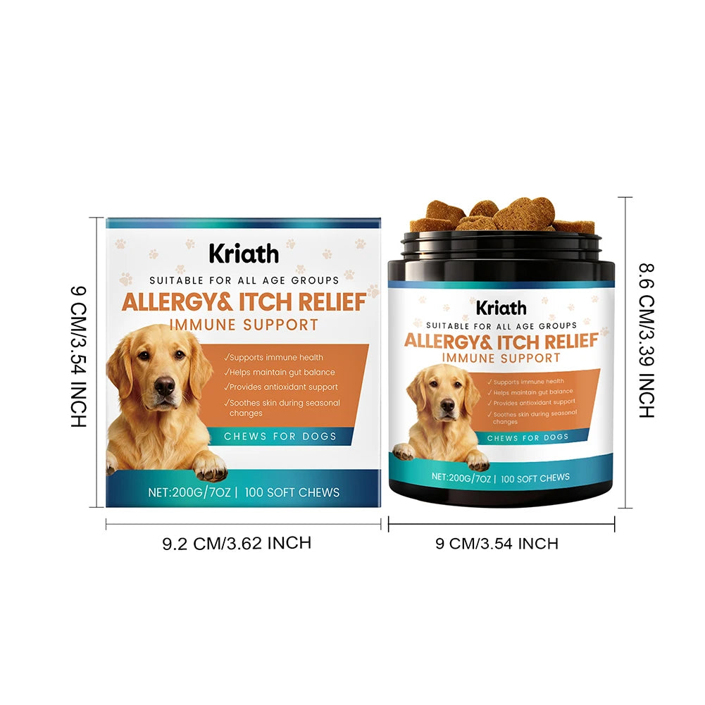 Dog Skin & Coat Support Chews | Allergy Care & Immune Wellness Supplement (200g)
