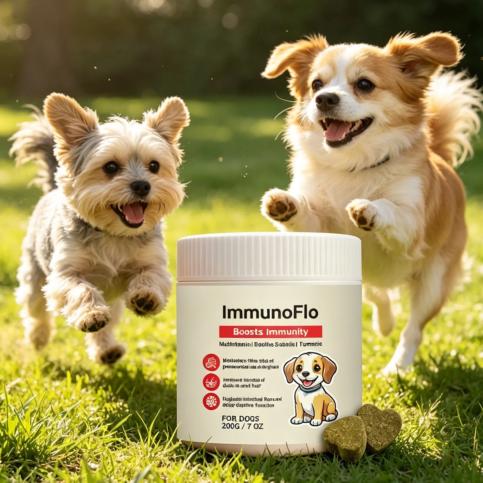 Dog Multivitamin Chews | Daily Immunity & Coat Support Supplement with Turmeric