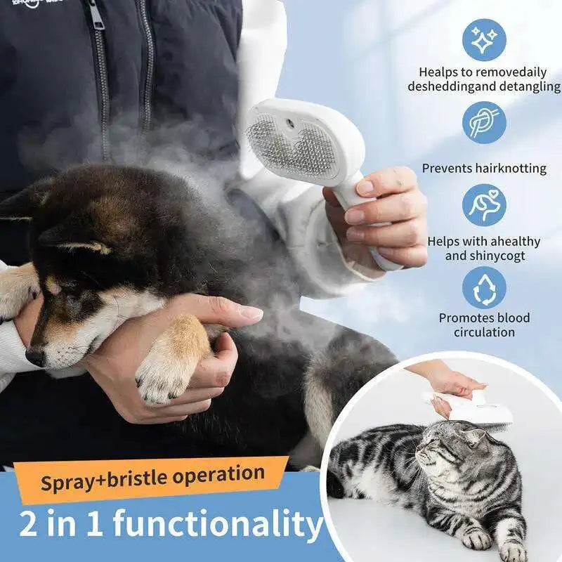 Steam Pet Grooming Brush | 2-in-1 Hair Removal & Massage Comb for Dogs & Cats