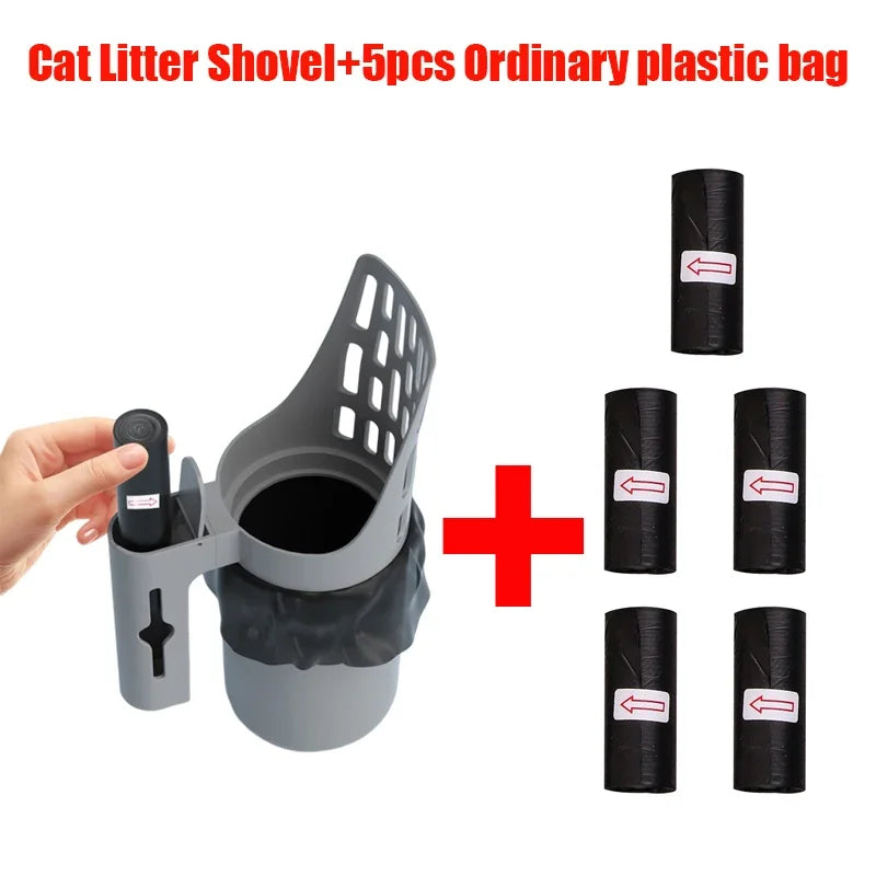 Self Cleaning Cat Litter Scoop with Refill Bags – Easy Clean Pet Waste Picker Tool for Litter Boxes